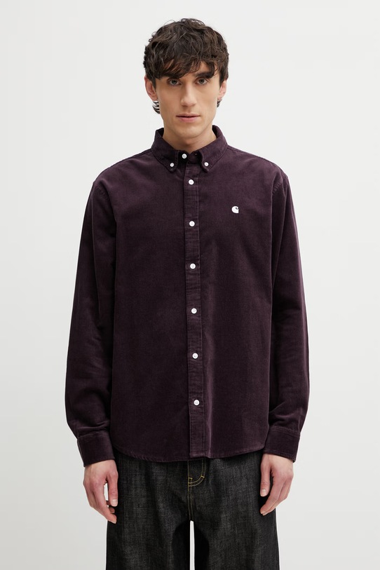 Carhartt WIP L/S Madison Fine Cord Shirt koszula bawełniana męska fioletowy I030580.3MFXX