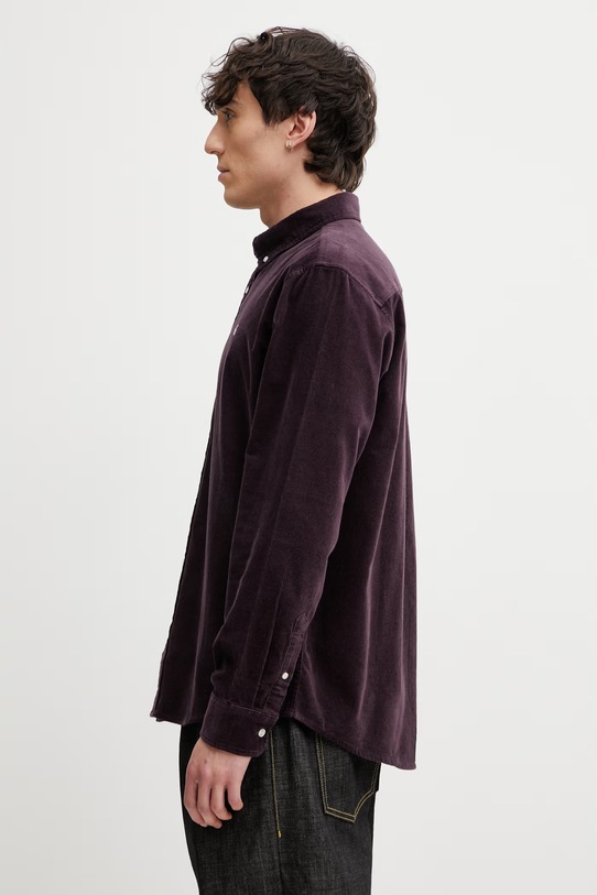 Carhartt WIP L/S Madison Fine Cord Shirt koszula bawełniana męska I030580.3MFXX fioletowy SS26
