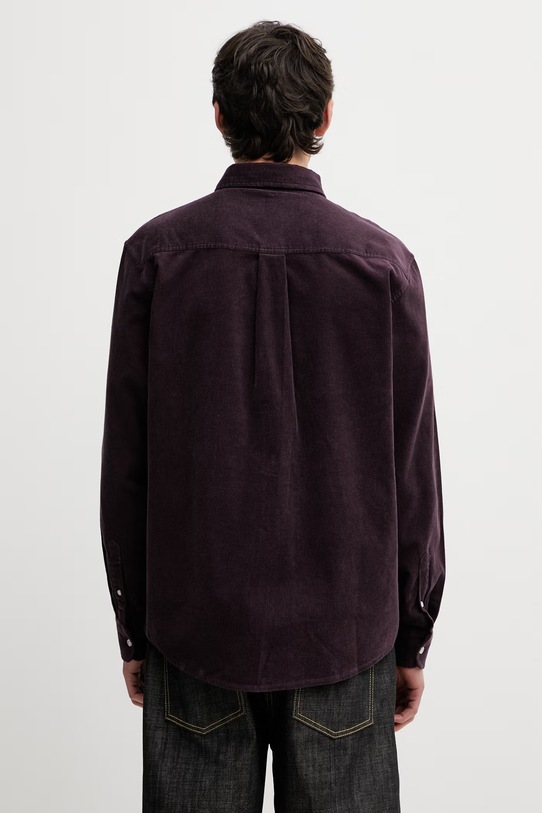 Odzież Carhartt WIP L/S Madison Fine Cord Shirt koszula bawełniana męska I030580.3MFXX fioletowy