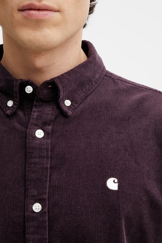 Carhartt WIP L/S Madison Fine Cord Shirt koszula bawełniana męska fioletowy I030580.3MFXX
