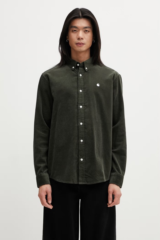 Carhartt WIP L/S Madison Fine Cord Shirt koszula bawełniana męska zielony I030580.3DEXX