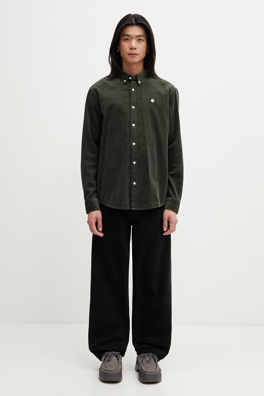 Carhartt WIP L/S Madison Fine Cord Shirt koszula bawełniana męska I030580.3DEXX zielony