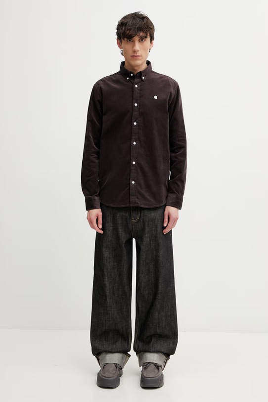 Carhartt WIP L/S Madison Fine Cord Shirt koszula sztruksowa męska I030580.3M6XX brązowy