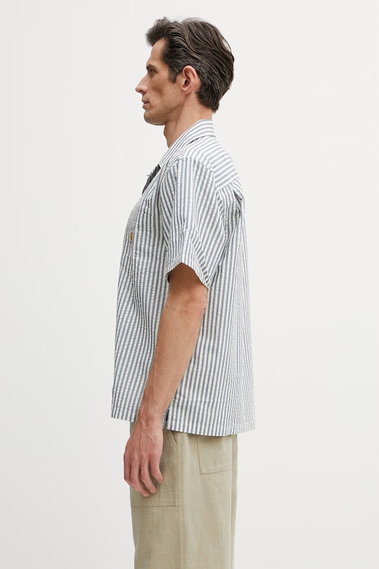 Carhartt WIP S/S Leavel Shirt koszula z bawełny męska I036203.3K5XX niebieski SS26