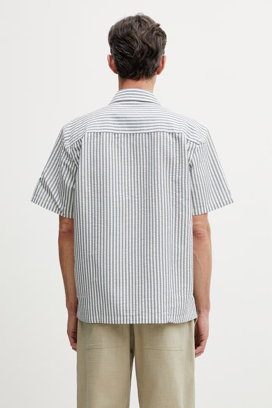 Odzież Carhartt WIP S/S Leavel Shirt koszula z bawełny męska I036203.3K5XX niebieski