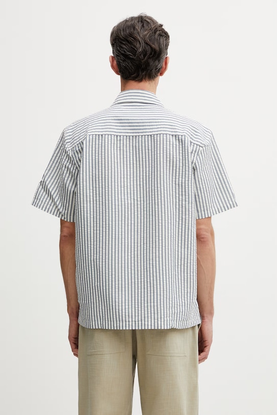 Odzież Carhartt WIP S/S Leavel Shirt koszula z bawełny męska I036203.3K5XX niebieski