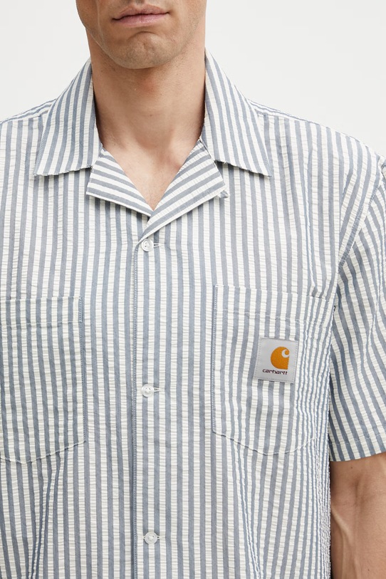 Carhartt WIP S/S Leavel Shirt koszula z bawełny męska niebieski I036203.3K5XX