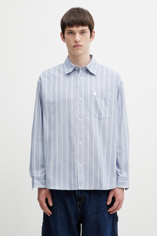 Carhartt WIP L/S Beale Shirt košile bavlněná pánská modrá I036201.3ODXX