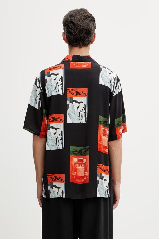 Odzież Carhartt WIP S/S Sean Hamilton Shirt koszula z wiskozy męska I036290.3QQXX czarny