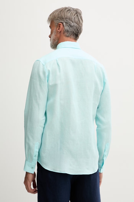 Odzież Vilebrequin koszula męska lniana CRSE3U01 turkusowy