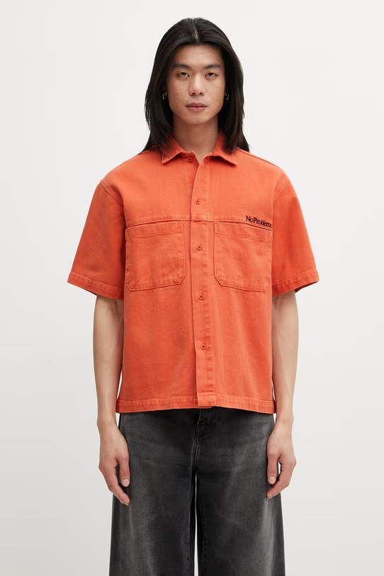 No Problemo Mini Problemo Denim koszula bawełniana męska pomarańczowy NP4011405