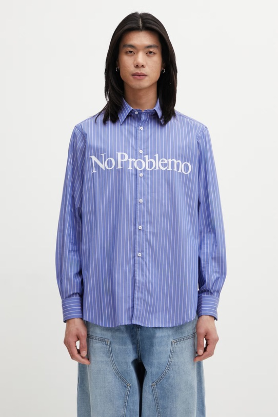 No Problemo Ls Poplin koszula męska bawełniana niebieski NP4010205