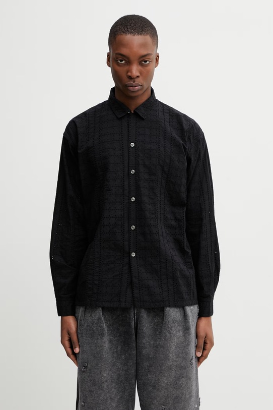 BEAMS πουκάμισο βαμβακερό Ανδρικό μαύρο 1111.1309.301