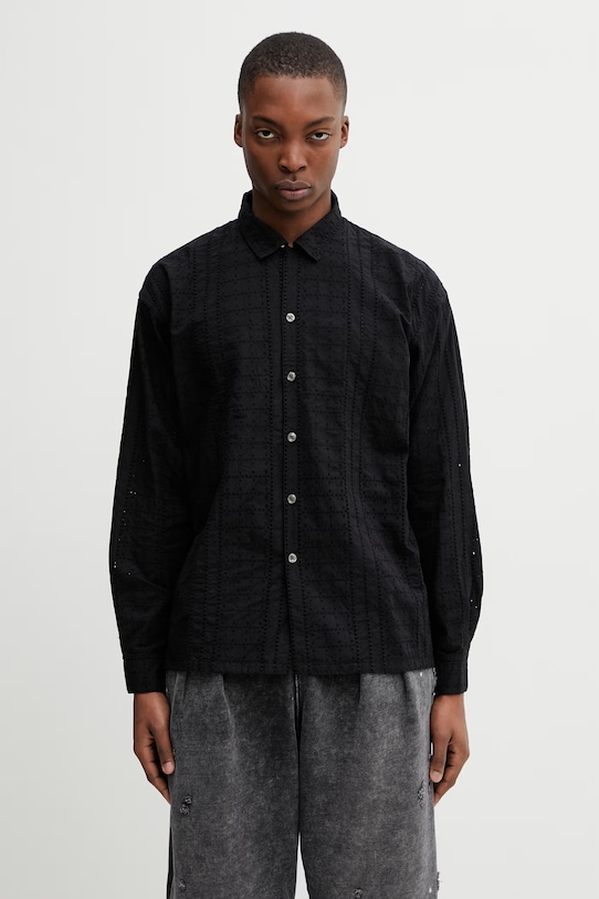 BEAMS πουκάμισο βαμβακερό Ανδρικό μαύρο 1111.1309.301