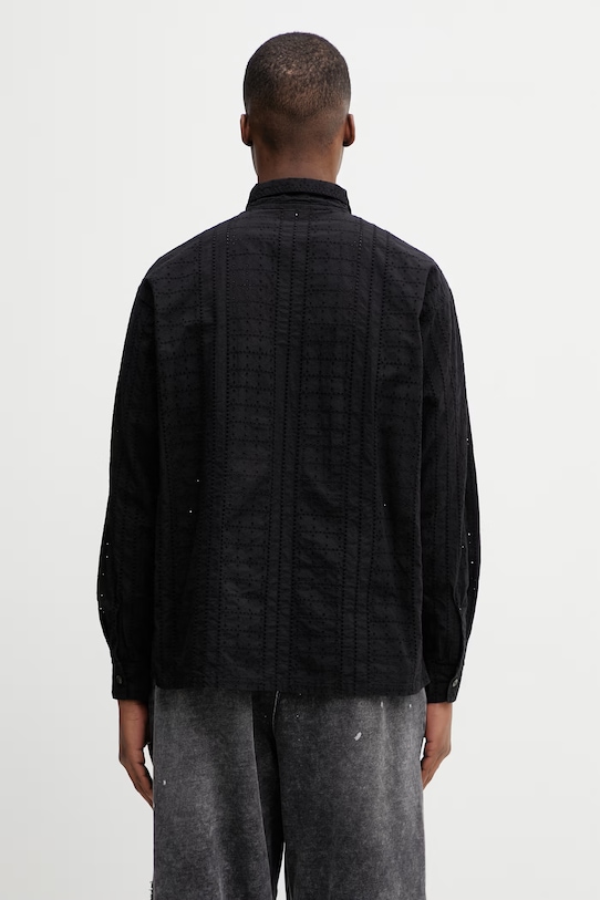 Ρούχα BEAMS πουκάμισο βαμβακερό Ανδρικό 1111.1309.301 μαύρο