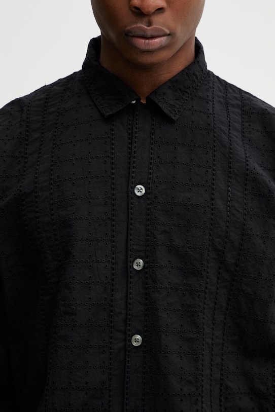 BEAMS πουκάμισο βαμβακερό Ανδρικό μαύρο 1111.1309.301