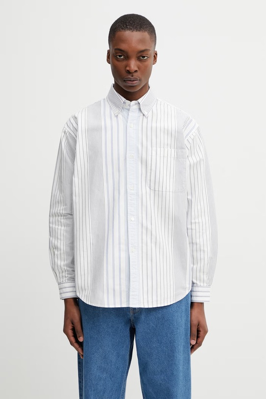 BEAMS koszula oxford męska bawełniana biały 1111.1213.301