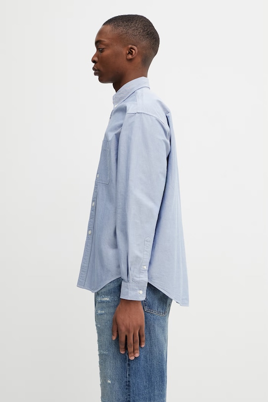 BEAMS koszula oxford bawełniana męska 1111.1213.301 niebieski SS26