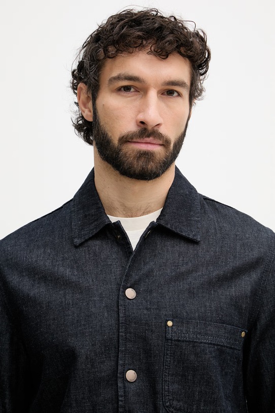 United Colors of Benetton košile pánská džínová námořnická modř 52HKUQ06K