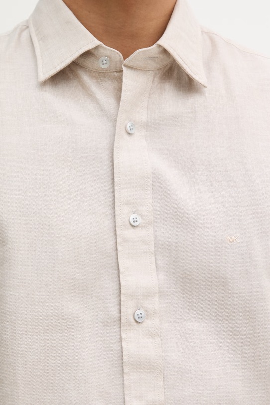 Michael Kors koszula męska z dodatkiem lnu MK0DS01506 beżowy