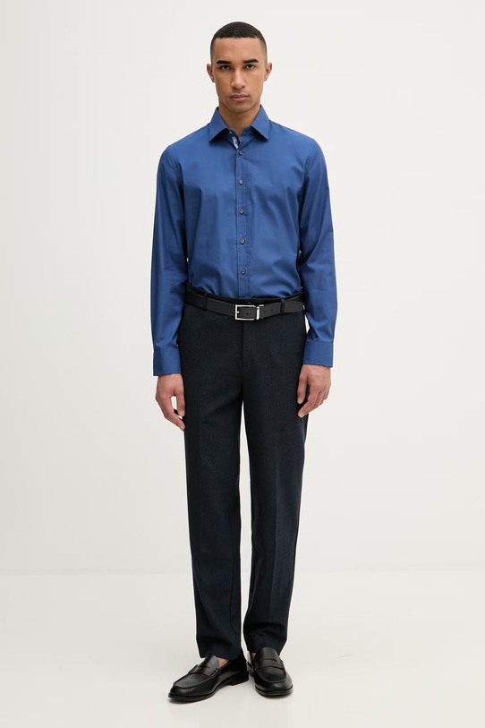 Michael Kors košile pánská bavlněná s elastanem MK0DS01651 modrá SS26