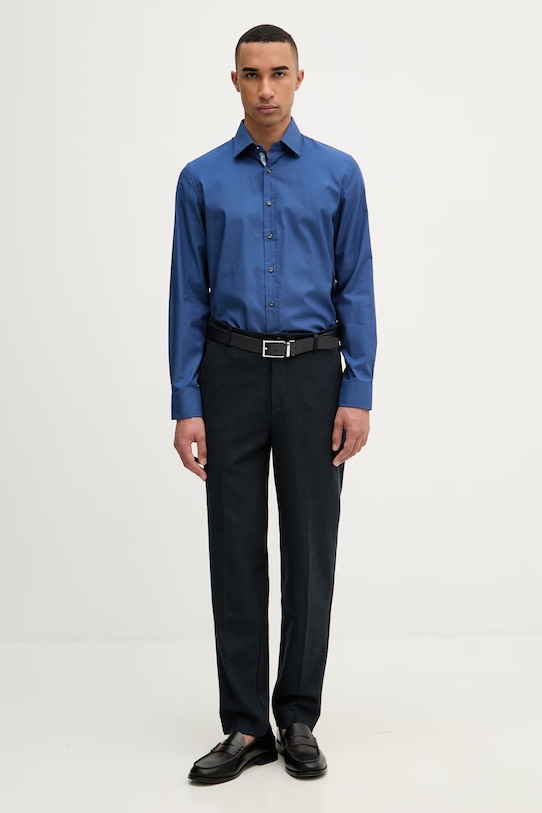 Michael Kors košile pánská bavlněná s elastanem MK0DS01651 modrá SS26