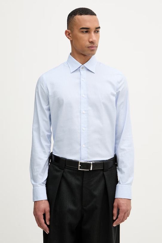 Michael Kors koszula męska bawełniana z elastanem niebieski MK0DS01652