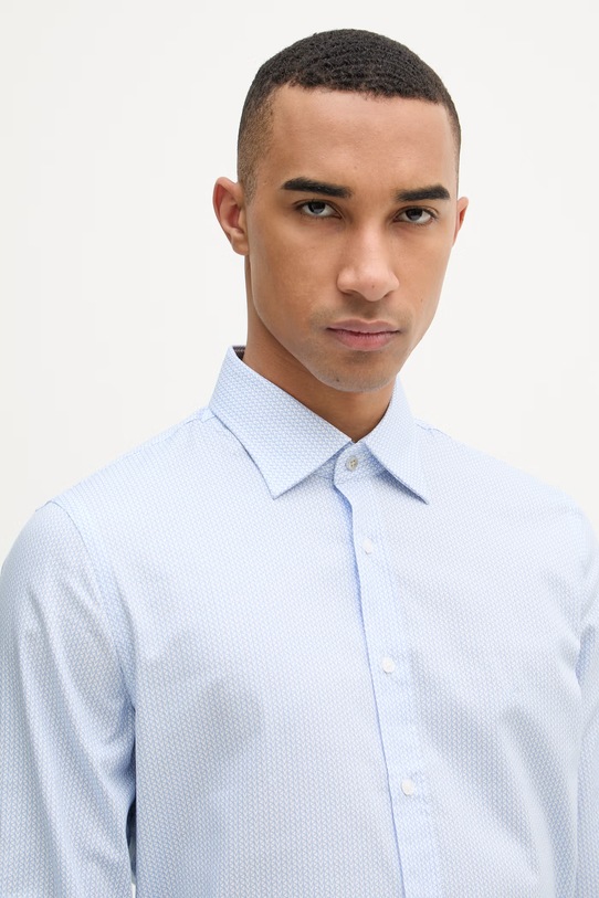 Michael Kors koszula męska bawełniana z elastanem niebieski MK0DS01652