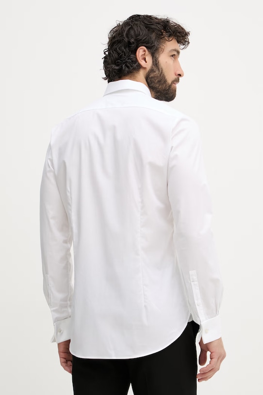 Ρούχα Michael Kors Σμόκιν πουκάμισο ανδρικό βαμβακερό με ελαστάν MK0DS01681 λευκό