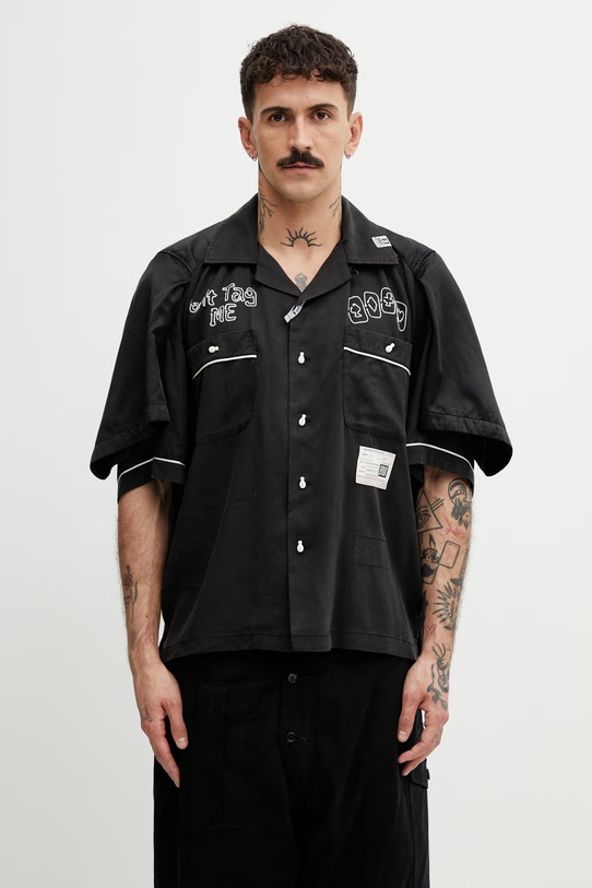 Maison MIHARA YASUHIRO koszula męska z lyocellem czarny A16SH082