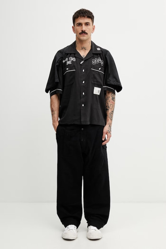 Maison MIHARA YASUHIRO koszula męska z lyocellem A16SH082 czarny