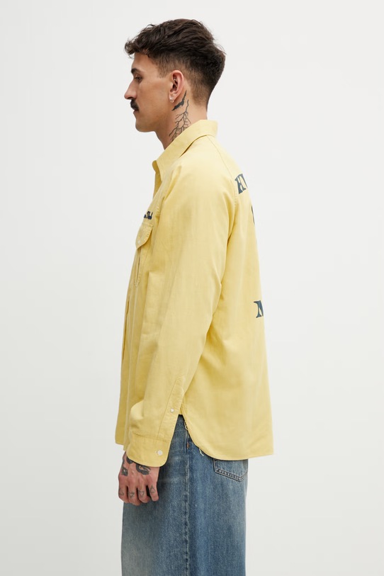 Human Made koszula męska z dodatkiem lnu HM31SH001 żółty SS26