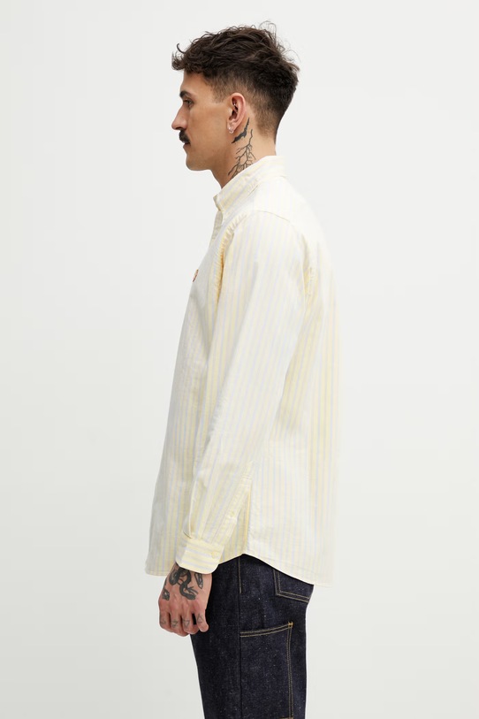 Human Made cămașă bărbătească din bumbac HM31SH030 galben SS26