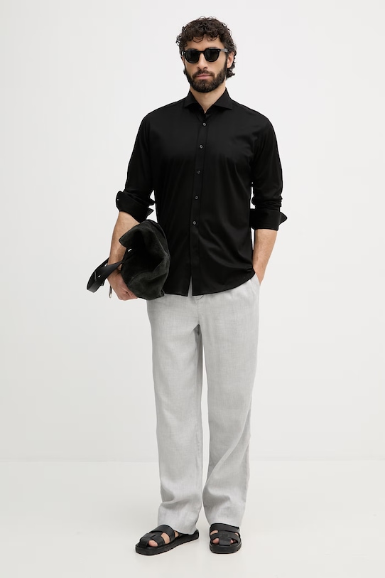 Karl Lagerfeld cămașă bărbați din bumbac 554639.605012 negru SS26