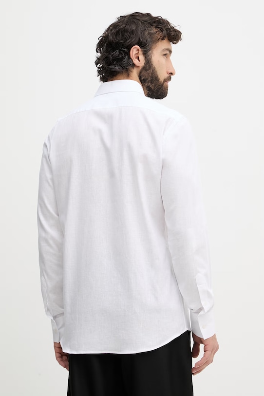 Odzież Karl Lagerfeld koszula męska z lnem 552627.605000 biały