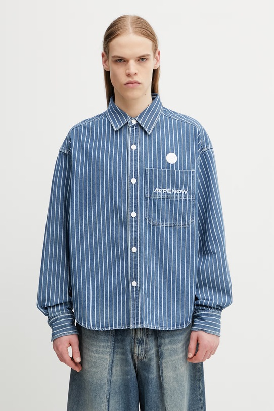 AAPE koszula męska z bawełną niebieski AAPSTM8558XAQ