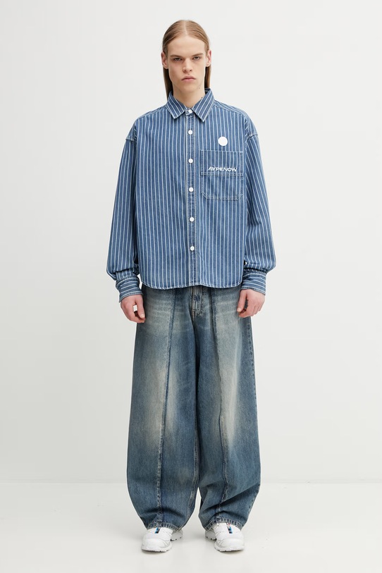 AAPE koszula męska z bawełną AAPSTM8558XAQ niebieski