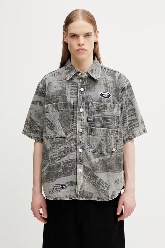 AAPE koszula jeansowa męska szary AAPSRM8570XAQ