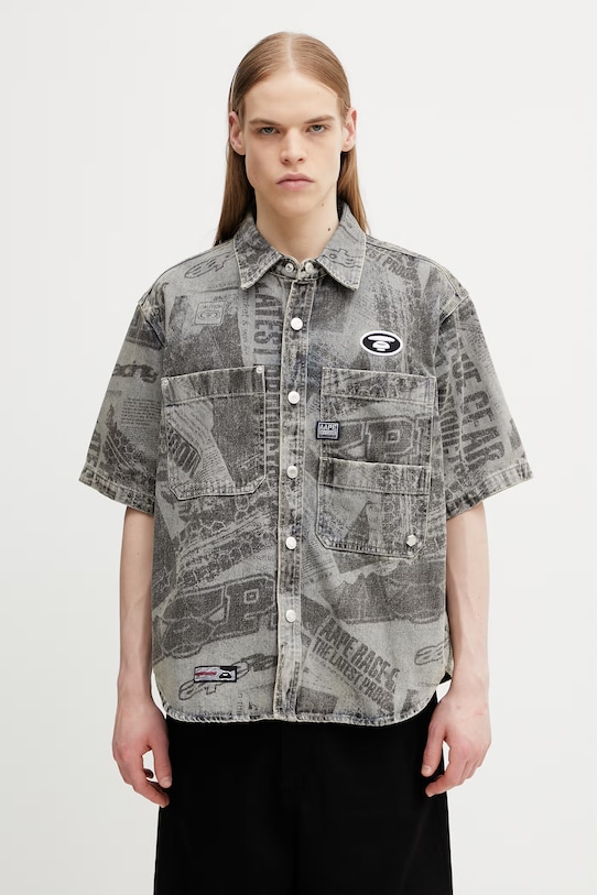 AAPE koszula jeansowa męska szary AAPSRM8570XAQ
