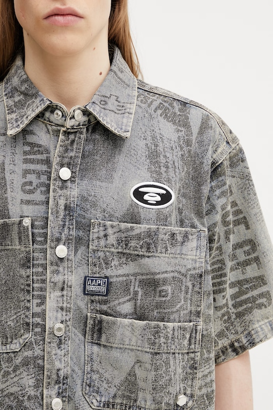 AAPE koszula jeansowa męska szary AAPSRM8570XAQ