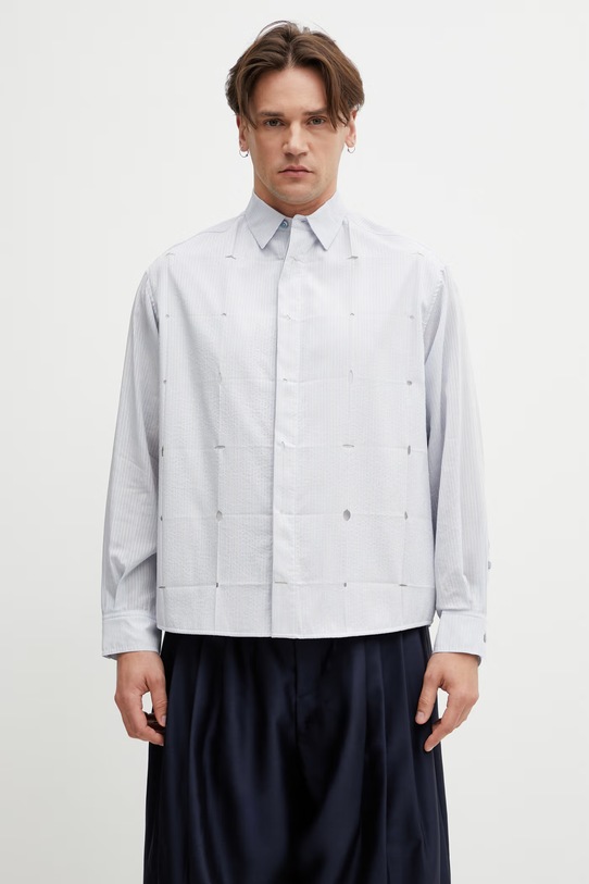 Ader Error koszula męska z cupro niebieski BP01SSSH0103SB