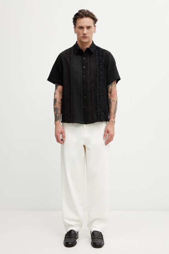 Ader Error koszula z bawełną męska BP01SSSH0202BK czarny