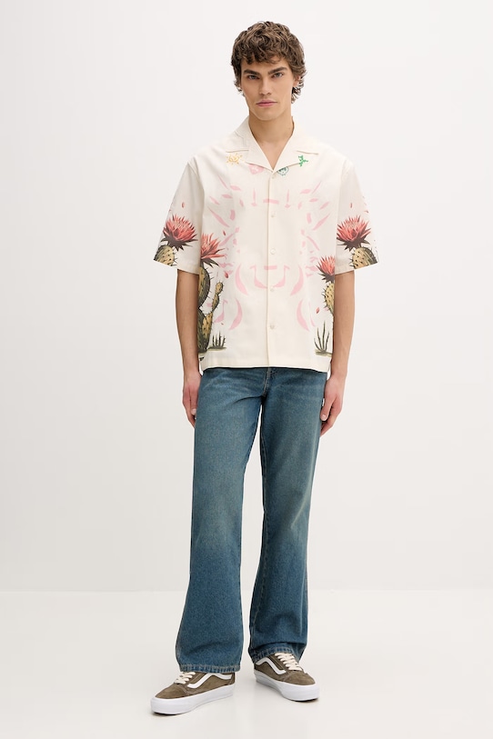 Barrow koszula bawełniana S6BWUASI068 beżowy SS26