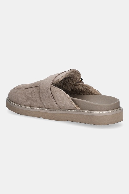 Obuwie Tommy Hilfiger klapki zamszowe TH BUCKLE FUR SUEDE MULE FW0FW09083 beżowy