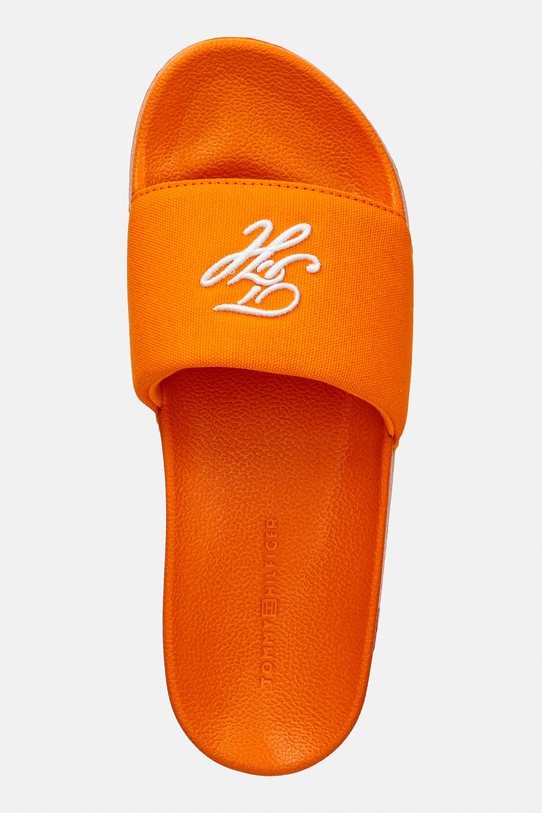 Tommy Hilfiger klapki damskie TH SCRIPT POOL SLIDE pomarańczowy FW0FW09286