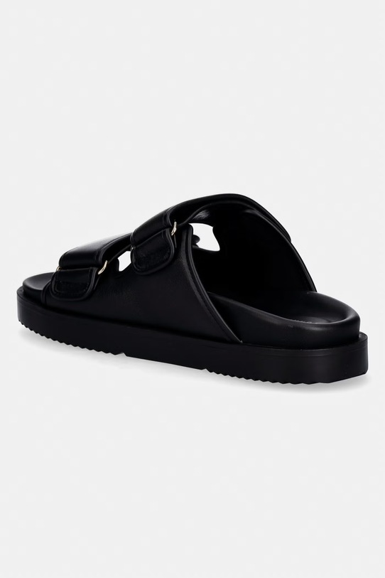 Obuwie Tommy Hilfiger klapki damskie skórzane DOUBLE STRAP LEATHER SANDAL FW0FW09121 czarny
