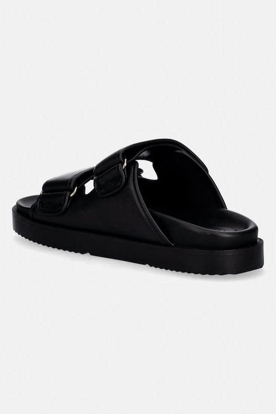 Obuwie Tommy Hilfiger klapki damskie skórzane DOUBLE STRAP LEATHER SANDAL FW0FW09121 czarny