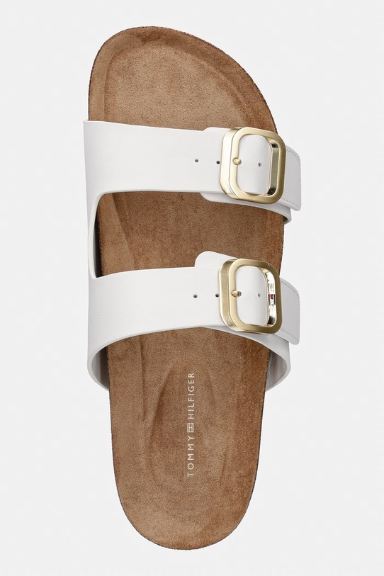 Tommy Hilfiger pantofle dámské kožené TH CLASSIC CORK SANDAL LEATHER bílá FW0FW09118