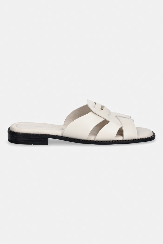 Tommy Hilfiger чехли дамски от кожа COIN LEATHER SANDAL FW0FW09126 бежов SS26