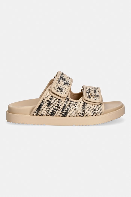 Tommy Hilfiger pantofle dámské DOUBLE STRAP RAFFIA SANDAL FW0FW09122 béžová SS26